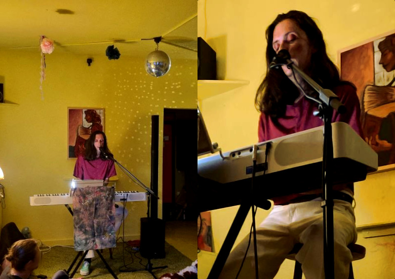 Heel Divine playing piano and singing
