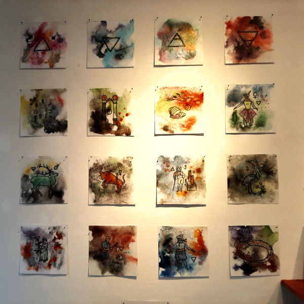 a wall with acrylic animal_paintings